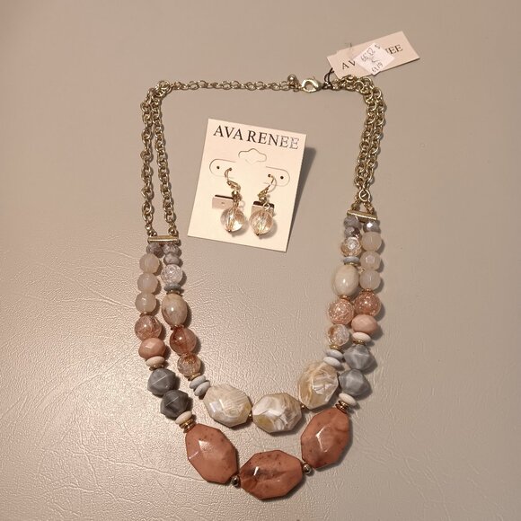 Ava Renee women's matching set multi-color multi-layer necklace & earrings - NWT - Picture 1 of 11